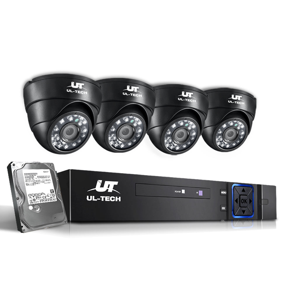 UL-tech CCTV Security System 4CH DVR 4 Cameras 2TB Hard Drive CCTV-4C-4D-BK-2T