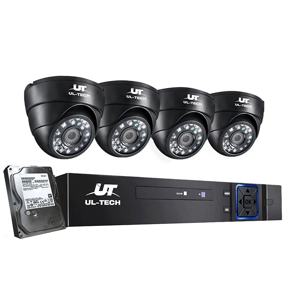 UL-tech CCTV Security System 4CH DVR 4 Cameras 1TB Hard Drive CCTV-4C-4D-BK-T