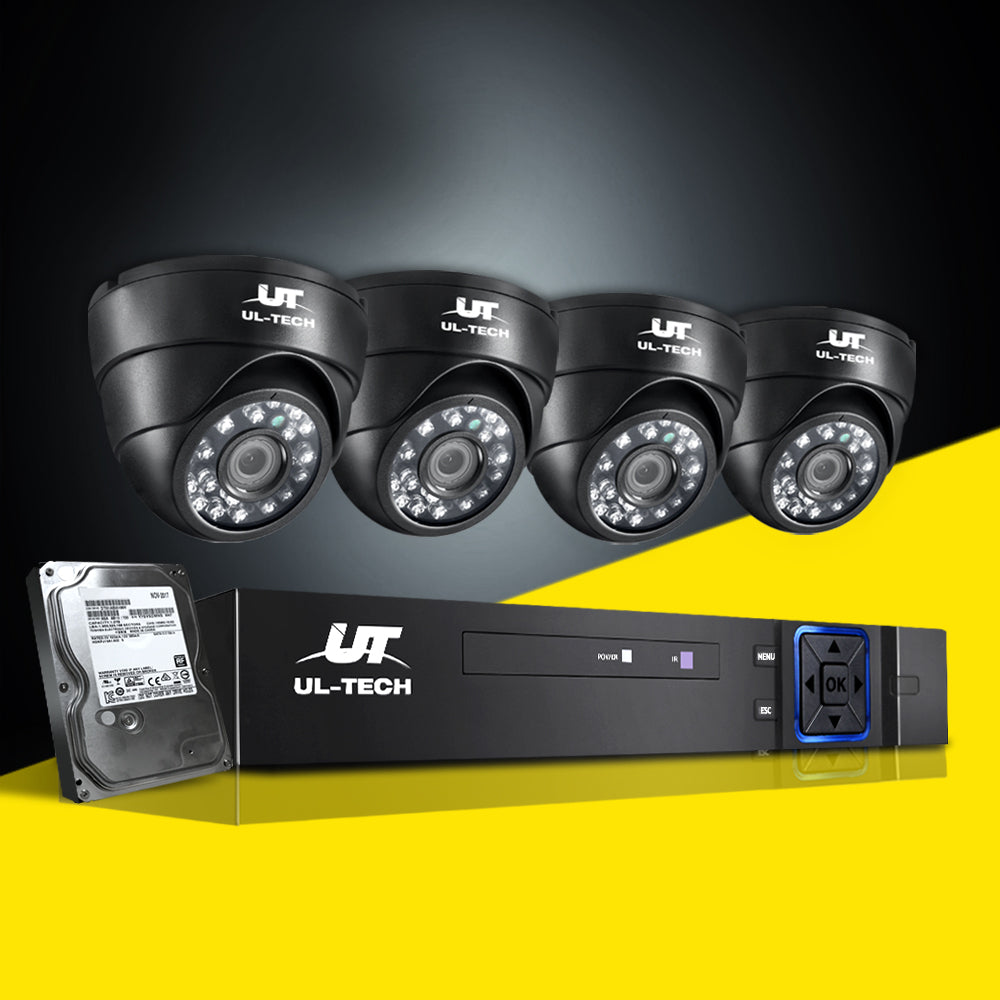 UL-tech CCTV Security System 4CH DVR 4 Cameras 1TB Hard Drive CCTV-4C-4D-BK-T