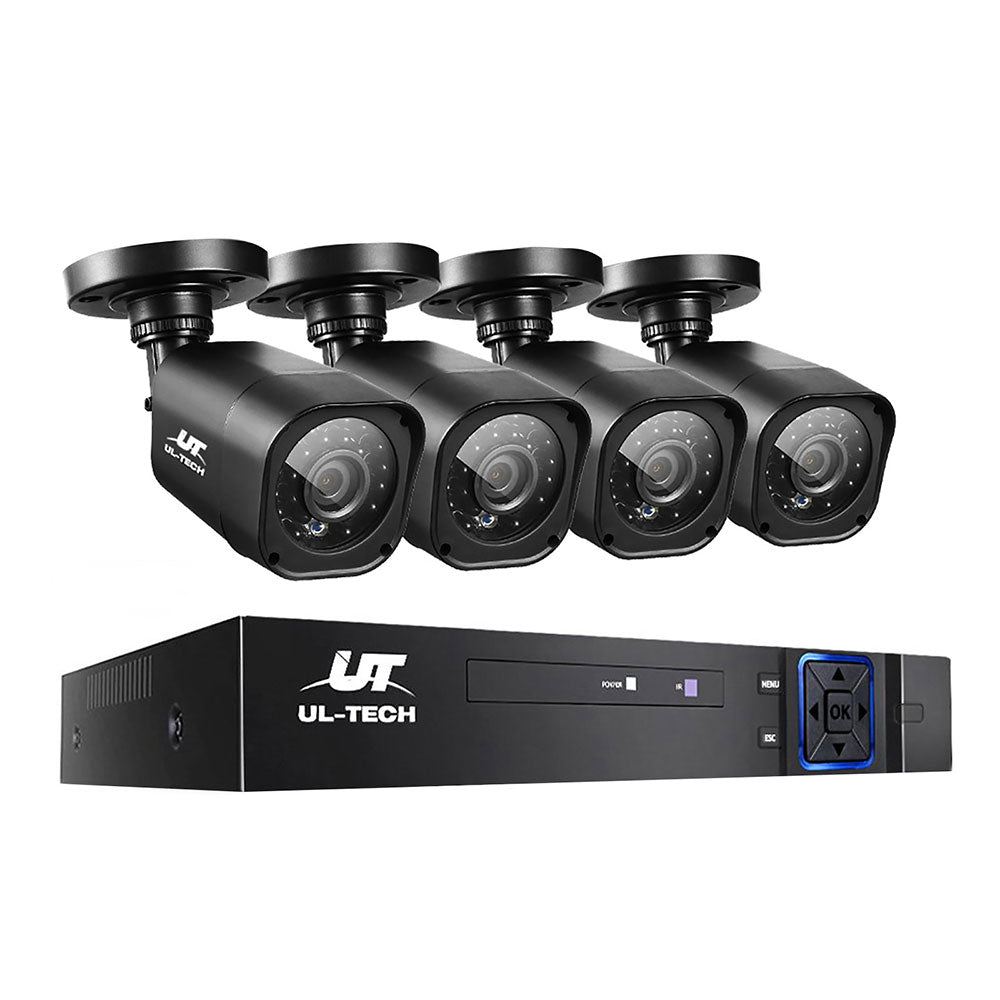 UL-TECH 1080P Security Camera System 4CH DVR with 4 CCTV Square Cameras CCTV-4C-4S-BK