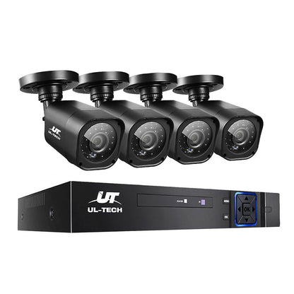 UL-TECH 1080P Security Camera System 4CH DVR with 4 CCTV Square Cameras CCTV-4C-4S-BK