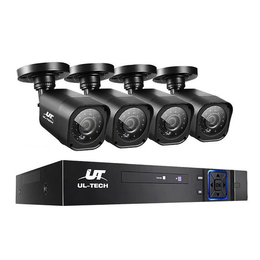 UL-TECH 1080P Security Camera System 4CH DVR with 4 CCTV Square Cameras CCTV-4C-4S-BK