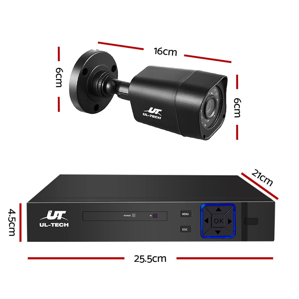 UL-TECH 1080P Security Camera System 4CH DVR with 4 CCTV Square Cameras CCTV-4C-4S-BK