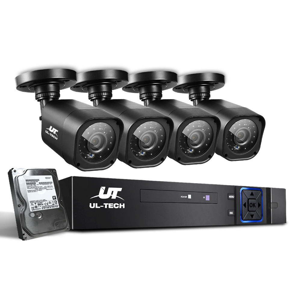 UL-tech CCTV Security System 4CH DVR 4 Cameras 2TB Hard Drive CCTV-4C-4S-BK-2T