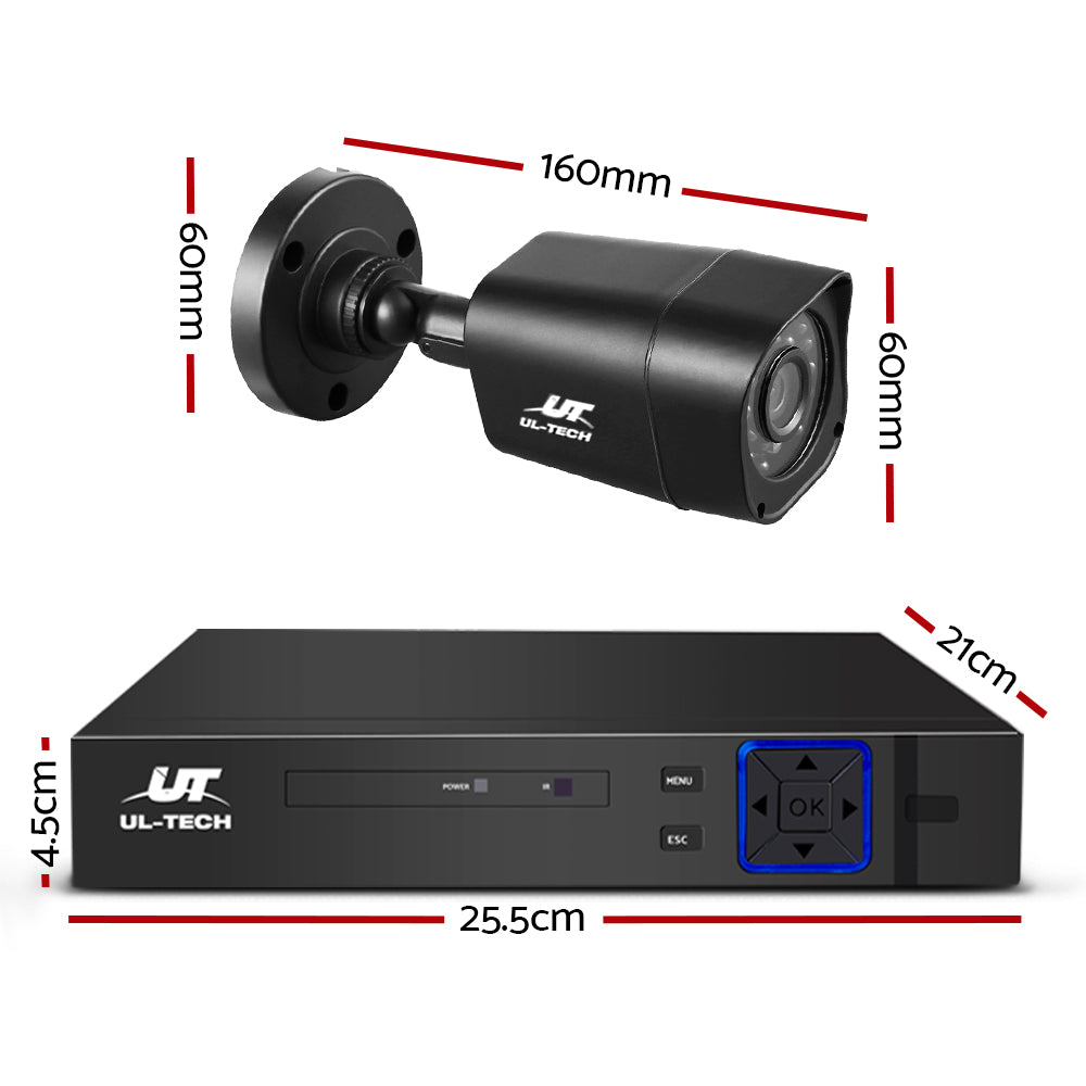 UL-tech CCTV Security System 4CH DVR 4 Cameras 2TB Hard Drive CCTV-4C-4S-BK-2T