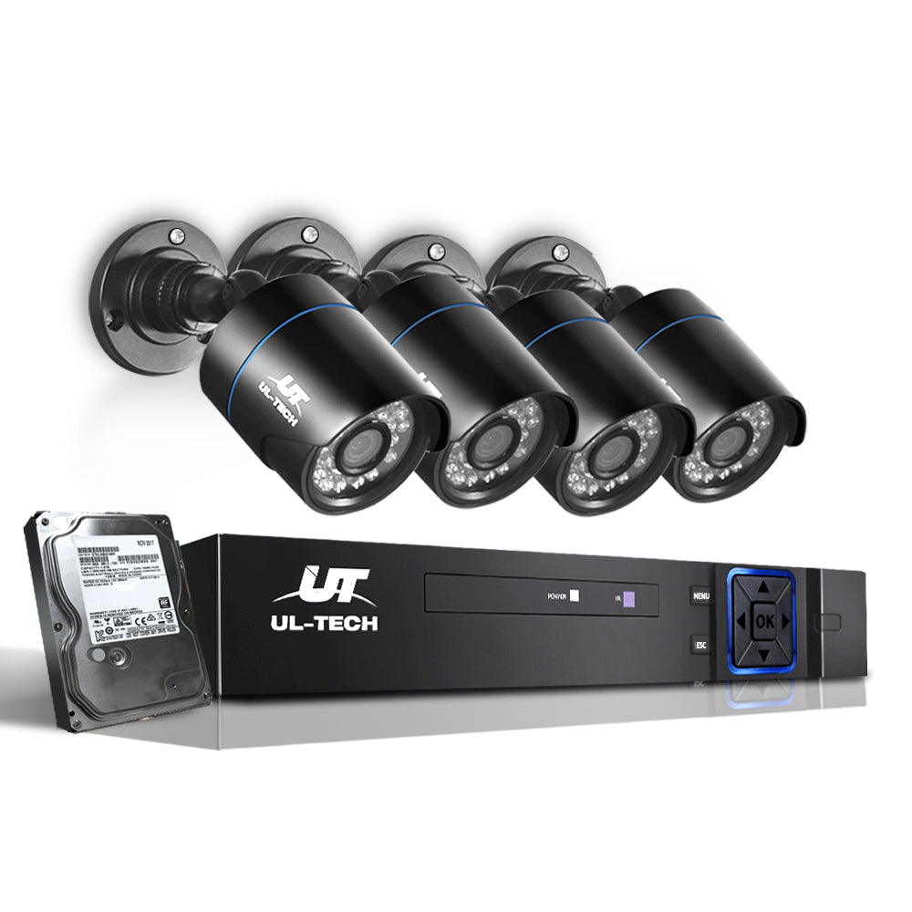 UL-tech CCTV Security System 8CH DVR 4 Cameras 2TB Hard Drive CCTV-8C-4B-BK-2T