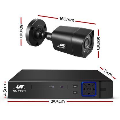 UL-tech CCTV Security System 8CH DVR 4 Cameras 2TB Hard Drive CCTV-8C-4S-BK-2T