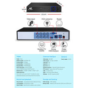 UL-tech CCTV Security System 8CH DVR 4 Cameras 1TB Hard Drive CCTV-8C-4S-BK-T