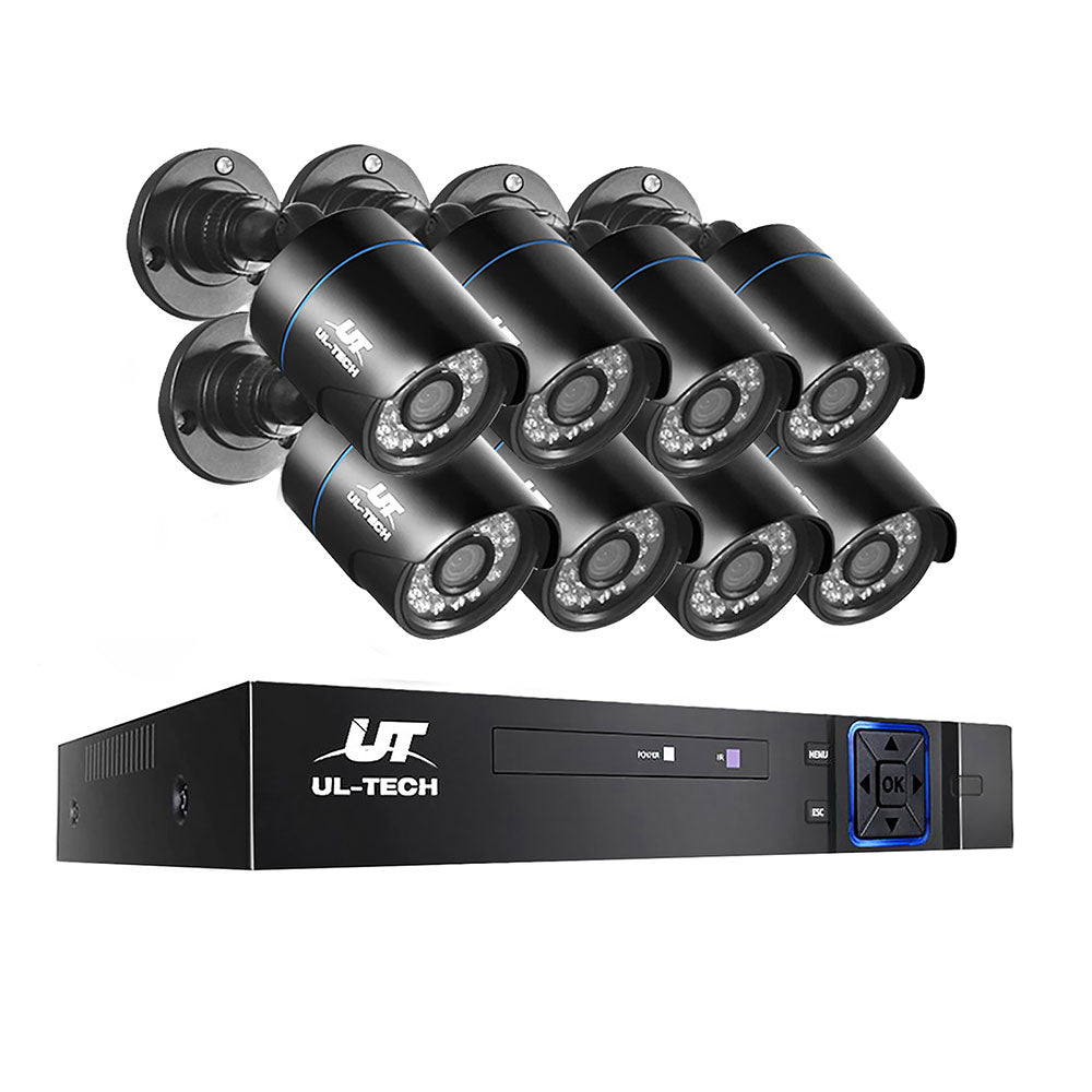 UL-TECH 1080P Security Camera System 8CH DVR with 8 CCTV Bullet Cameras CCTV-8C-8B-BK