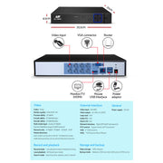 UL-TECH 1080P Security Camera System 8CH DVR with 8 CCTV Bullet Cameras CCTV-8C-8B-BK