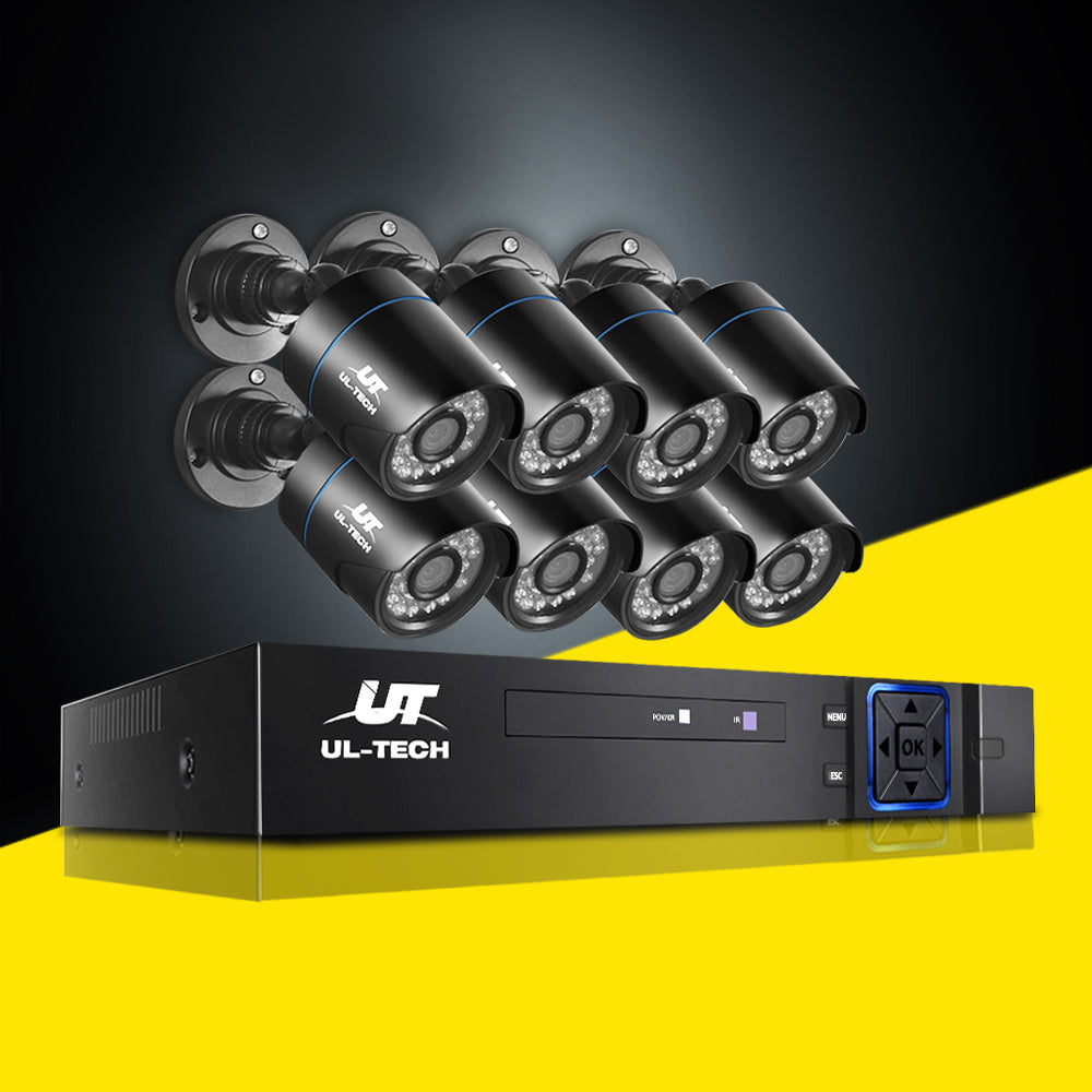 UL-TECH 1080P Security Camera System 8CH DVR with 8 CCTV Bullet Cameras CCTV-8C-8B-BK