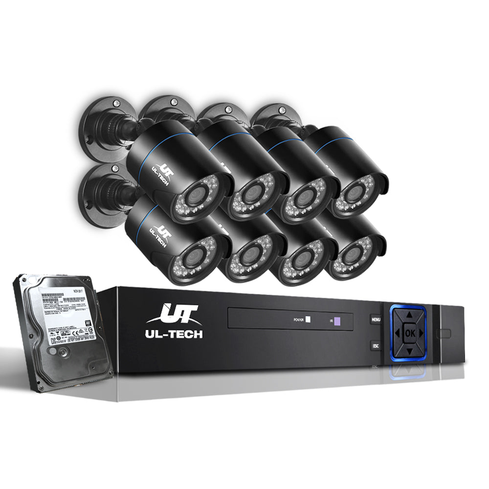 UL-tech CCTV Security System 8CH DVR 8 Cameras 2TB Hard Drive CCTV-8C-8B-BK-2T