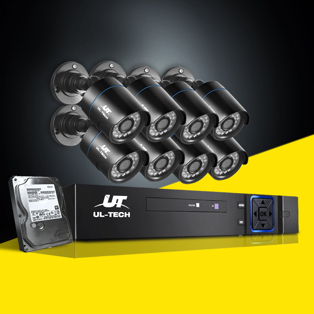 UL-tech CCTV Security System 8CH DVR 8 Cameras 2TB Hard Drive CCTV-8C-8B-BK-2T