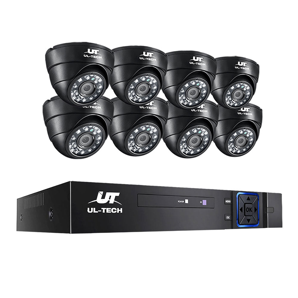 UL-TECH 1080P Security Camera System 8CH DVR with 8 CCTV Dome Cameras CCTV-8C-8D-BK