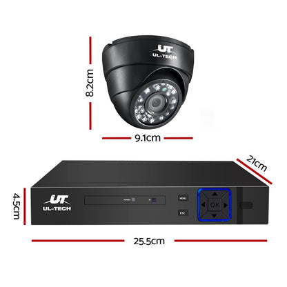 UL-TECH 1080P Security Camera System 8CH DVR with 8 CCTV Dome Cameras CCTV-8C-8D-BK