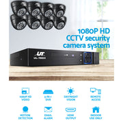 UL-TECH 1080P Security Camera System 8CH DVR with 8 CCTV Dome Cameras CCTV-8C-8D-BK