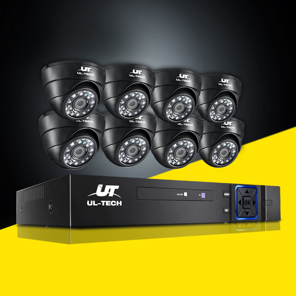 UL-TECH 1080P Security Camera System 8CH DVR with 8 CCTV Dome Cameras CCTV-8C-8D-BK