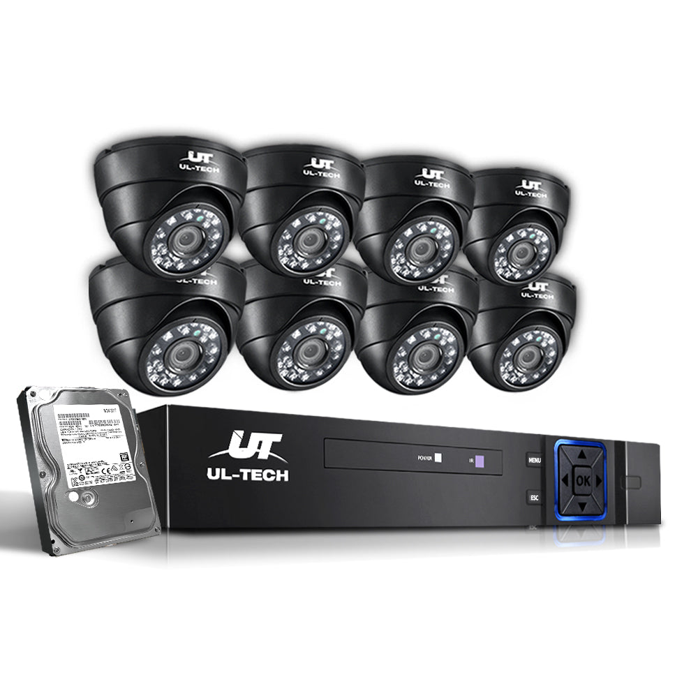 UL-tech CCTV Security System 8CH DVR 8 Cameras 2TB Hard Drive CCTV-8C-8D-BK-2T