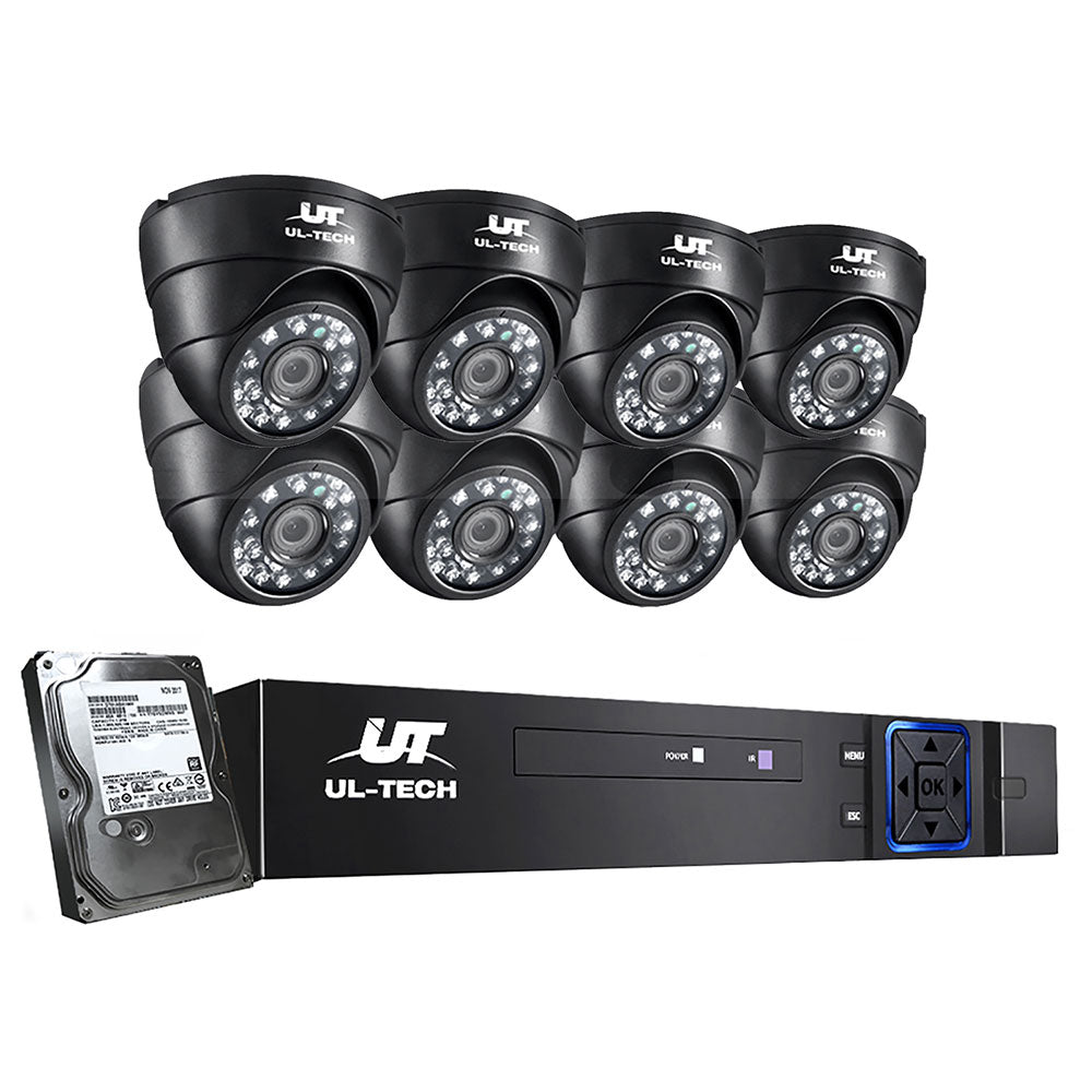 UL-tech CCTV Security System 8CH DVR 8 Cameras 1TB Hard Drive CCTV-8C-8D-BK-T