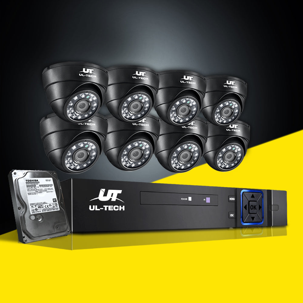 UL-tech CCTV Security System 8CH DVR 8 Cameras 1TB Hard Drive CCTV-8C-8D-BK-T
