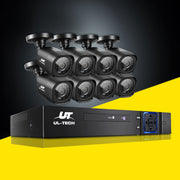 UL-TECH 1080P Security Camera System 8CH DVR with 8 CCTV Square Cameras CCTV-8C-8S-BK