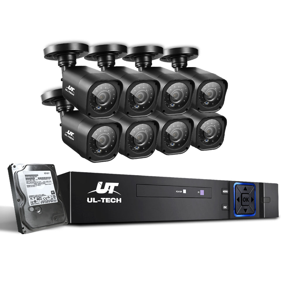 UL-tech CCTV Security System 8CH DVR 8 Cameras 2TB Hard Drive CCTV-8C-8S-BK-2T