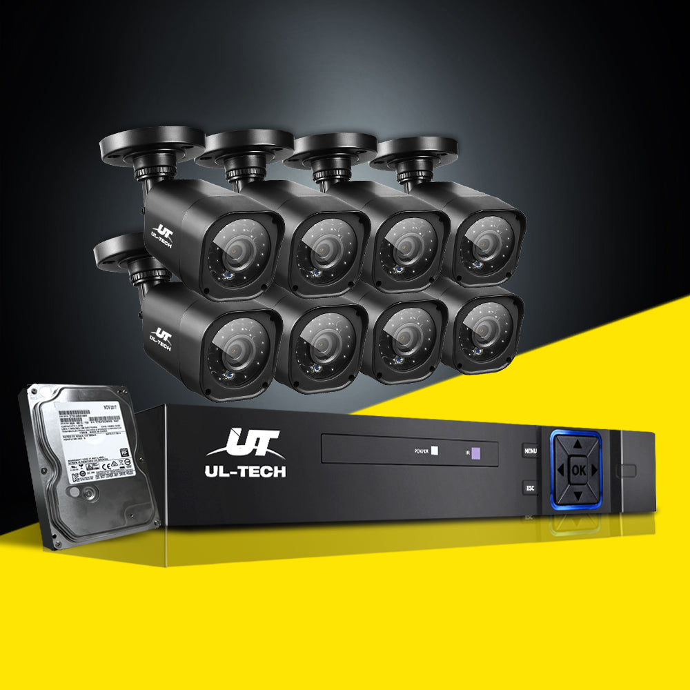 UL-tech CCTV Security System 8CH DVR 8 Cameras 2TB Hard Drive CCTV-8C-8S-BK-2T