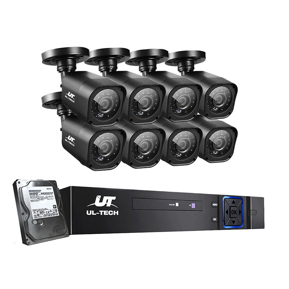 UL-tech CCTV Security System 8CH DVR 8 Cameras 1TB Hard Drive CCTV-8C-8S-BK-T