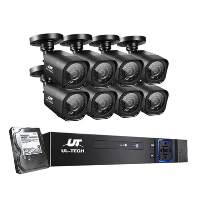 UL-tech CCTV Security System 8CH DVR 8 Cameras 1TB Hard Drive CCTV-8C-8S-BK-T