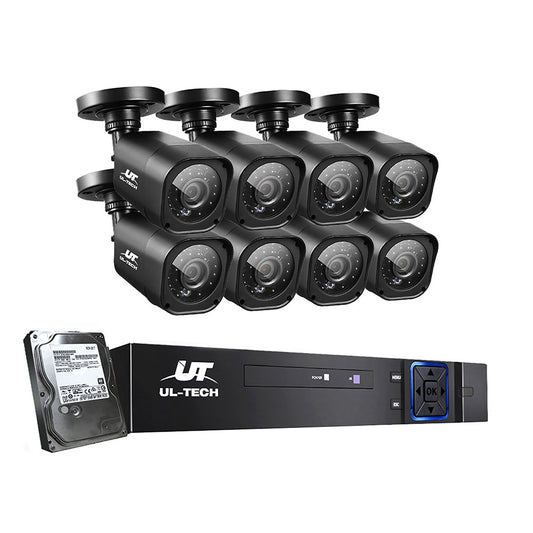 UL-tech CCTV Security System 8CH DVR 8 Cameras 1TB Hard Drive CCTV-8C-8S-BK-T