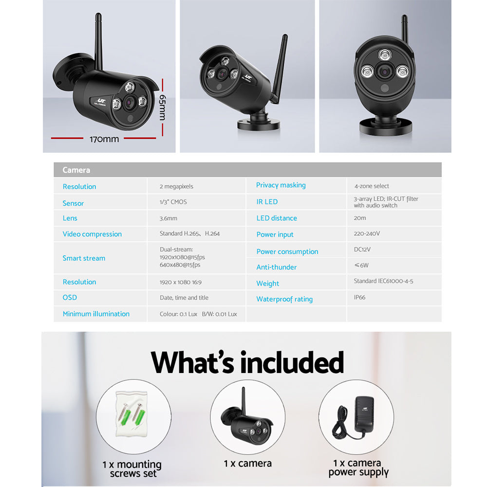 UL-tech Wireless CCTV 3MP Camera Bullet CCTV-CAM-WF-CLA