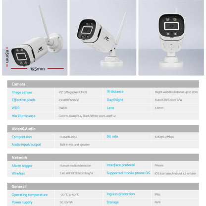 UL-tech Wireless CCTV 3MP 2 Cameras Square CCTV-CAM-WF-P4-X2
