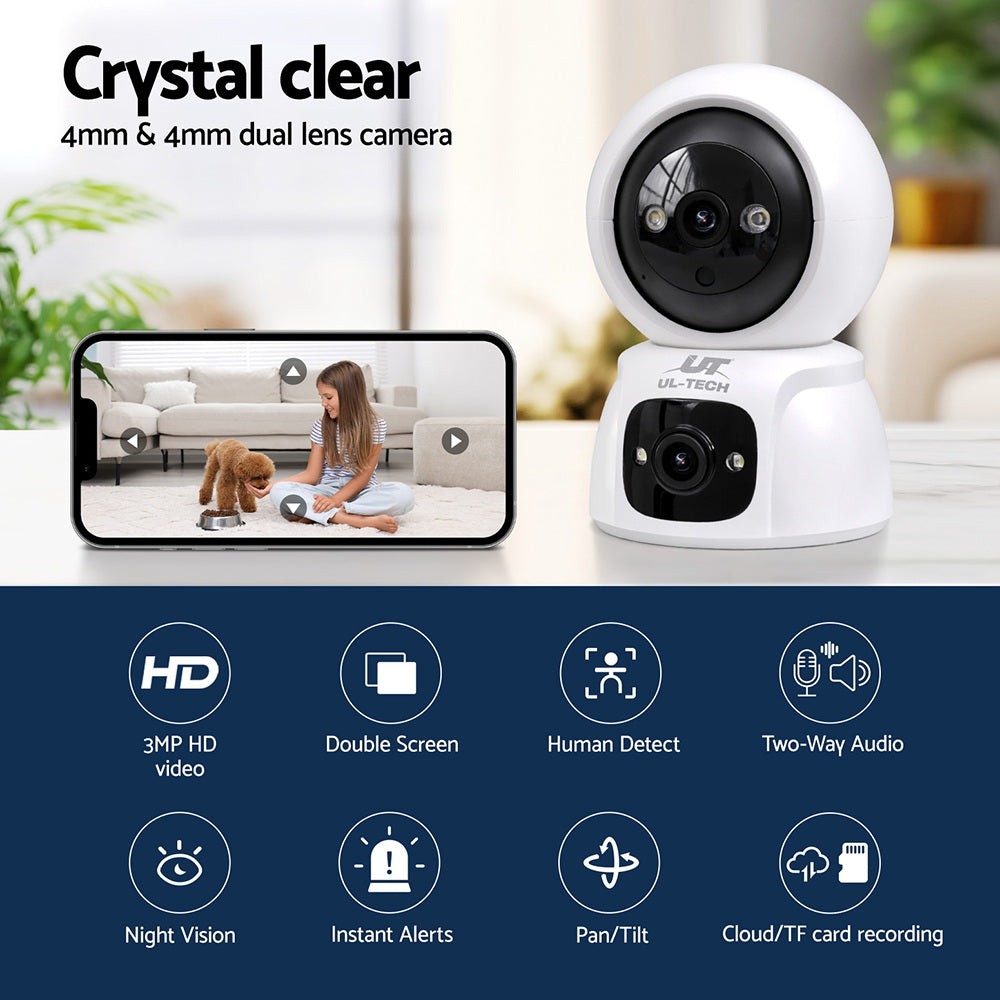 UL-tech 3MP IP Camera Baby Security CCTV CCTV-IP-B-PT1P-WH