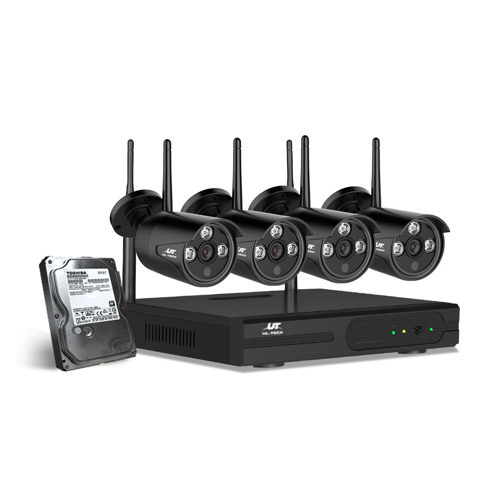 UL-tech Wireless CCTV Security System 8CH NVR 3MP 4 Bullet Cameras 2TB CCTV-WF-CLA-8C-4B-2T
