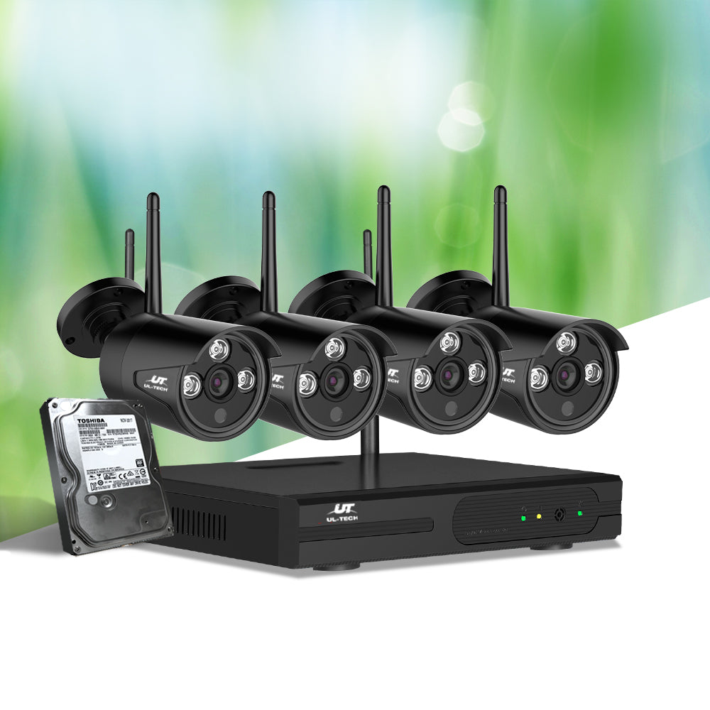 UL-tech Wireless CCTV Security System 8CH NVR 3MP 4 Bullet Cameras 2TB CCTV-WF-CLA-8C-4B-2T