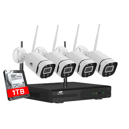 UL-tech Wireless CCTV Security System 8CH NVR 3MP 4 Square Cameras 1TB CCTV-WF-CLA-8C-4P-T