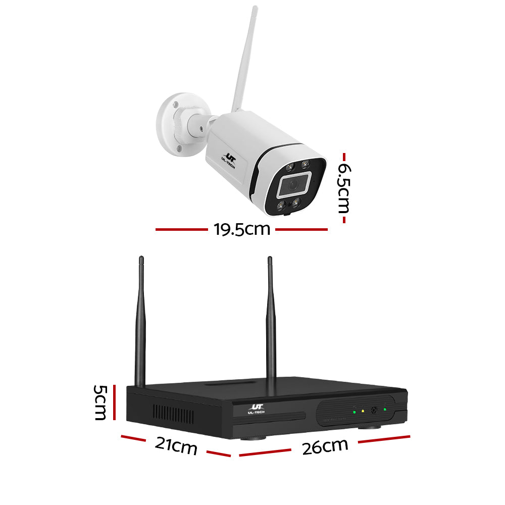 UL-tech Wireless CCTV Security System 8CH NVR 3MP 4 Square Cameras 1TB CCTV-WF-CLA-8C-4P-T