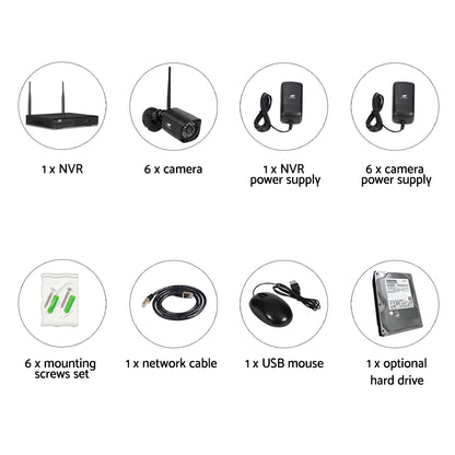 UL-tech CCTV Wireless Security Camera System 8CH Home Outdoor WIFI 6 Square Cameras Kit 1TB CCTV-WF-CLA-8C-6S-T