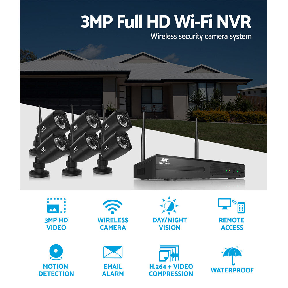 UL-tech CCTV Wireless Security Camera System 8CH Home Outdoor WIFI 6 Square Cameras Kit 1TB CCTV-WF-CLA-8C-6S-T