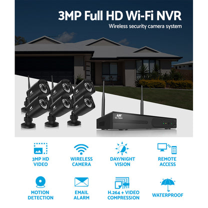 UL-tech CCTV Wireless Security Camera System 8CH Home Outdoor WIFI 6 Square Cameras Kit 1TB CCTV-WF-CLA-8C-6S-T