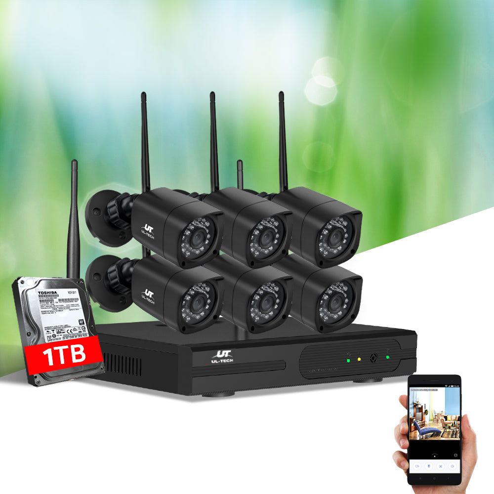 UL-tech CCTV Wireless Security Camera System 8CH Home Outdoor WIFI 6 Square Cameras Kit 1TB CCTV-WF-CLA-8C-6S-T