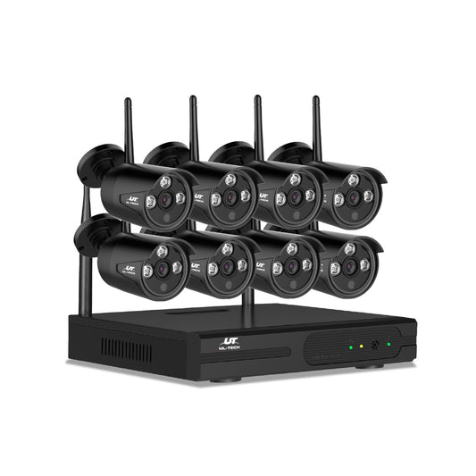 UL-tech Wireless CCTV Security System 8CH NVR 3MP 8 Bullet Cameras CCTV-WF-CLA-8C-8B