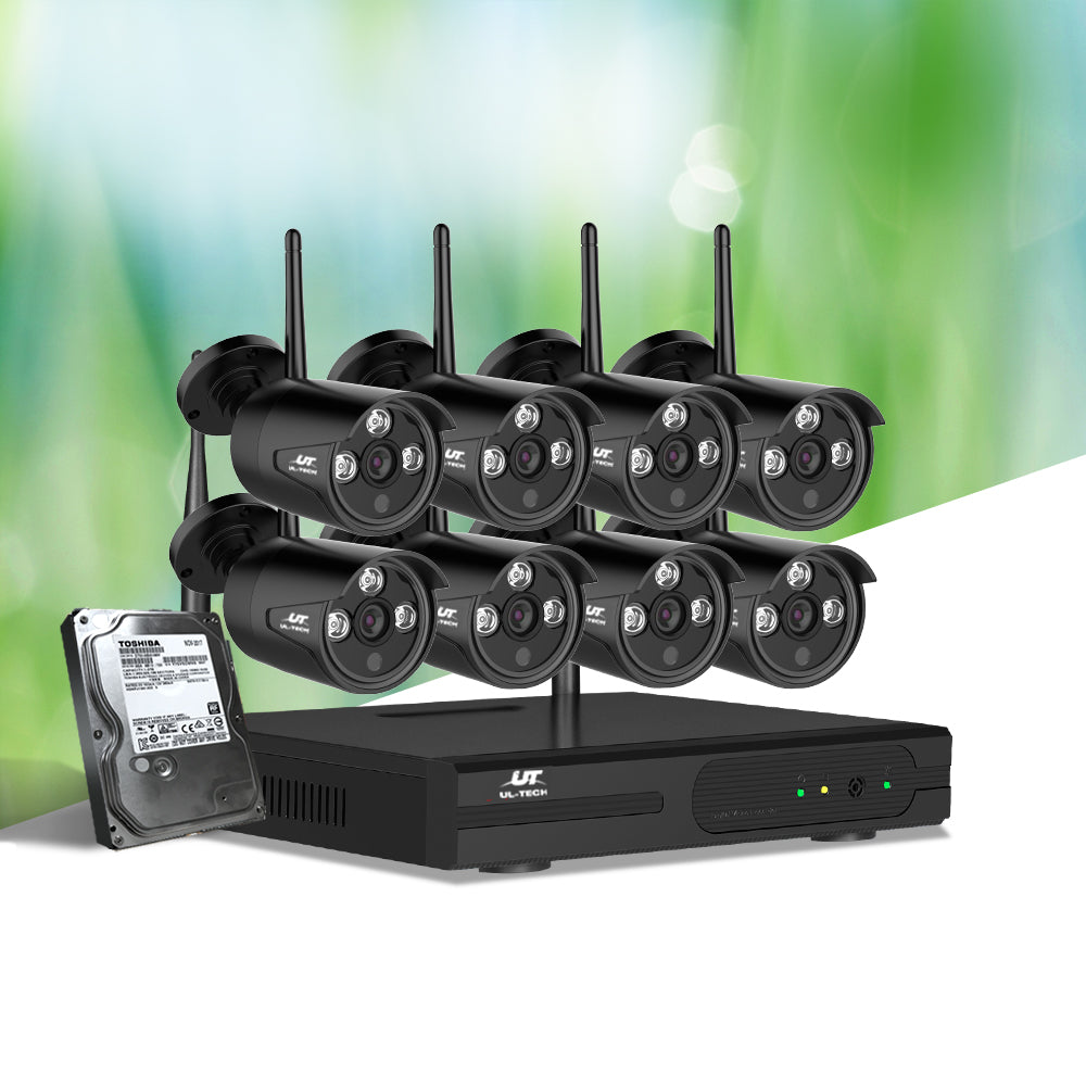 UL-tech Wireless CCTV Security System 8CH NVR 3MP 8 Bullet Cameras 2TB CCTV-WF-CLA-8C-8B-2T