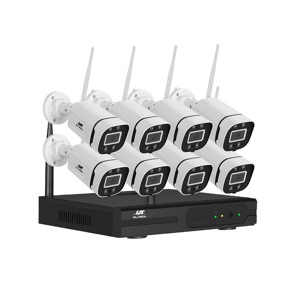 UL-tech Wireless CCTV Security System 8CH NVR 3MP 8 Square Cameras CCTV-WF-CLA-8C-8P