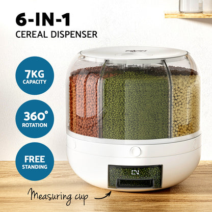 5-Star Chef Cereal Dispenser Grain Container 7KG CD-RCH360-WH