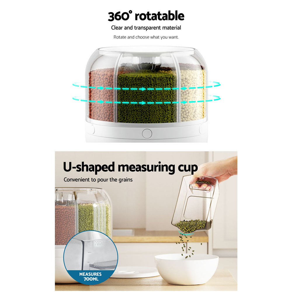 5-Star Chef Cereal Dispenser Grain Container 7KG CD-RCH360-WH