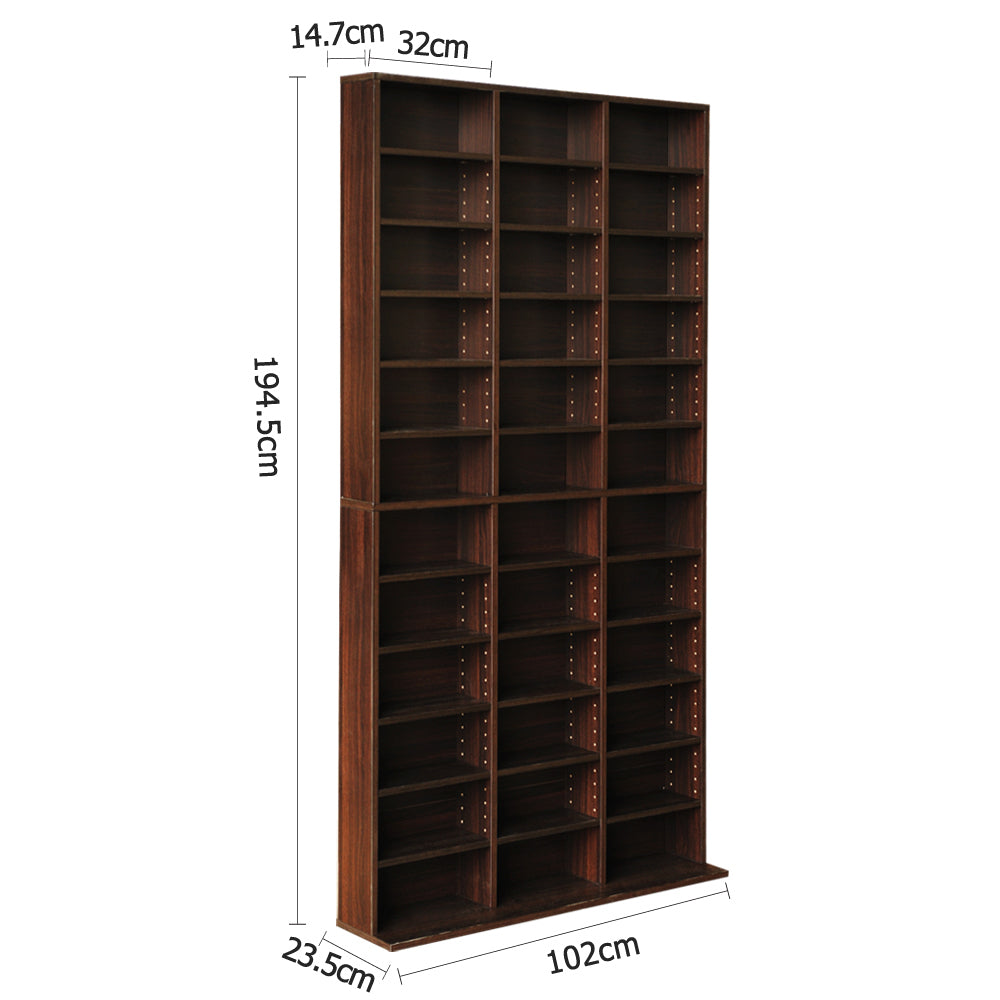 Artiss Bookshelf CD Storage Rack - BERT Walnut CD-SHELF-ES-AB