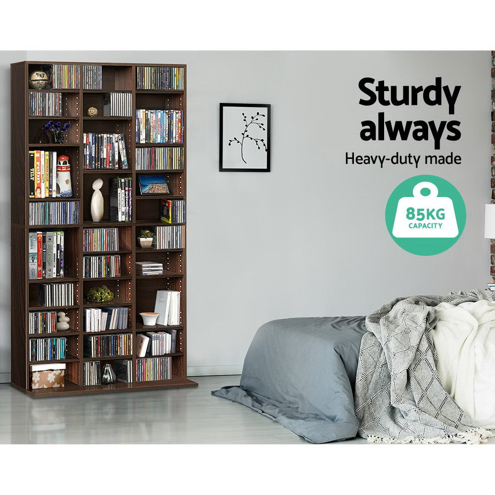 Artiss Bookshelf CD Storage Rack - BERT Walnut CD-SHELF-ES-AB