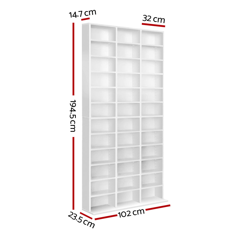 Artiss Bookshelf CD Storage Rack - BERT White CD-SHELF-WH-AB