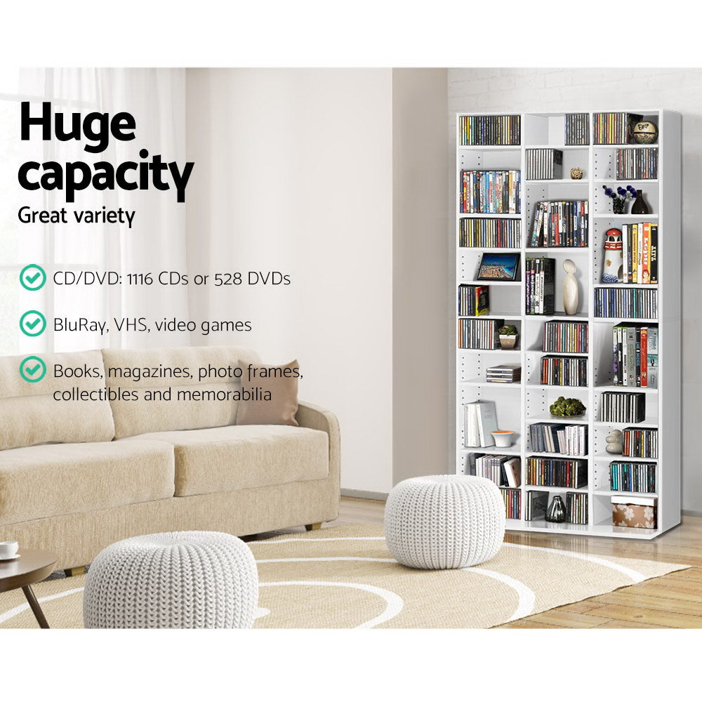 Artiss Bookshelf CD Storage Rack - BERT White CD-SHELF-WH-AB